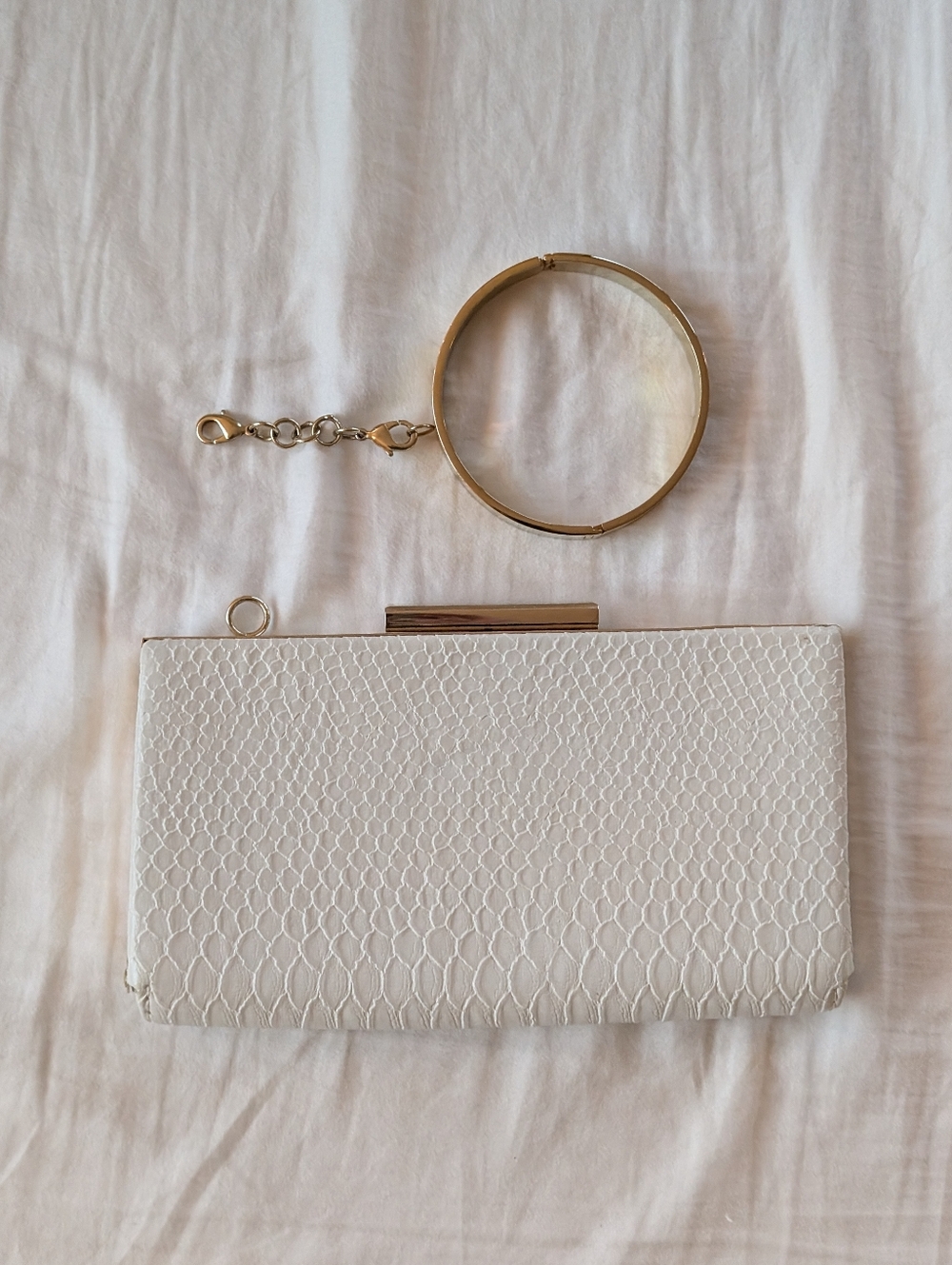 ALDO White Clutch with Gold Accents - Picture 2 of 5